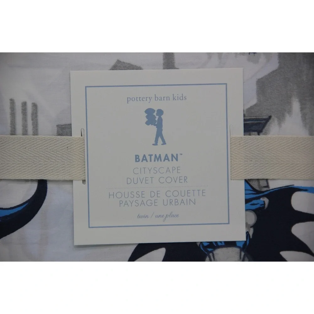 Pottery Barn Kids Batman DC Comics Cityscape Duvet Cover Twin NWT $89